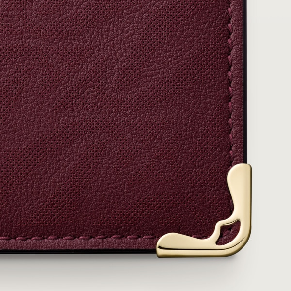 4 credit card holder, Must de Cartier Burgundy perforated logo calfskin, golden finish