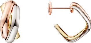 Trinity cushion earrings  White gold, yellow gold, rose gold