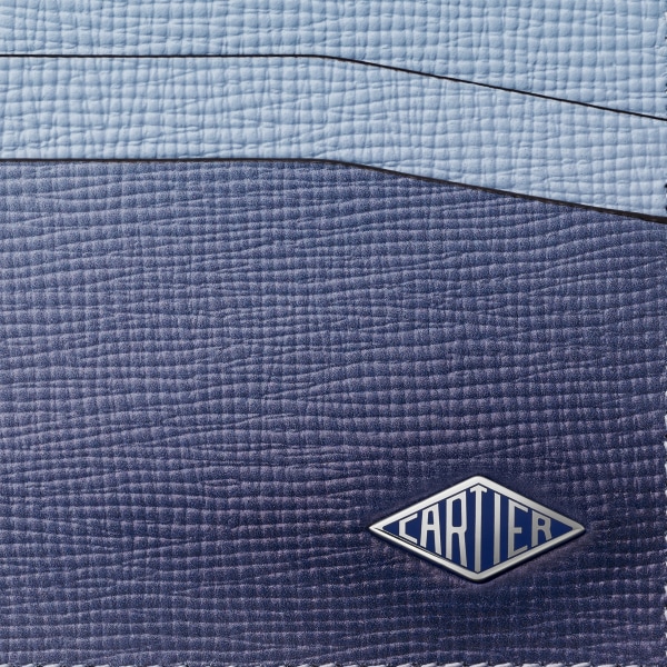 Double card holder, Cartier Losange Deep blue and cloud grey graduated calfskin, palladium and enamel finish