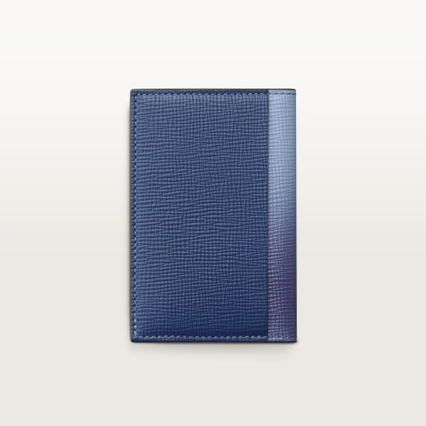 4 credit card holder, Cartier Losange Deep blue and cloud grey graduated calfskin, palladium and enamel finish