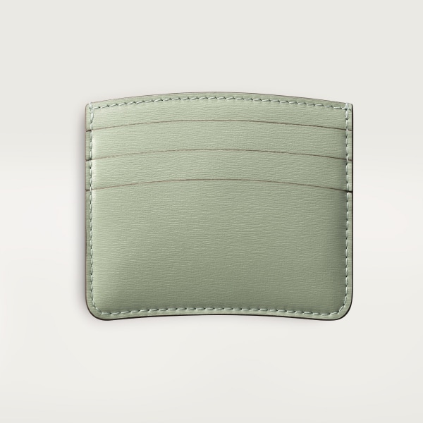 Simple card holder, Panthère C de Cartier Sage green grained calfskin, golden finish