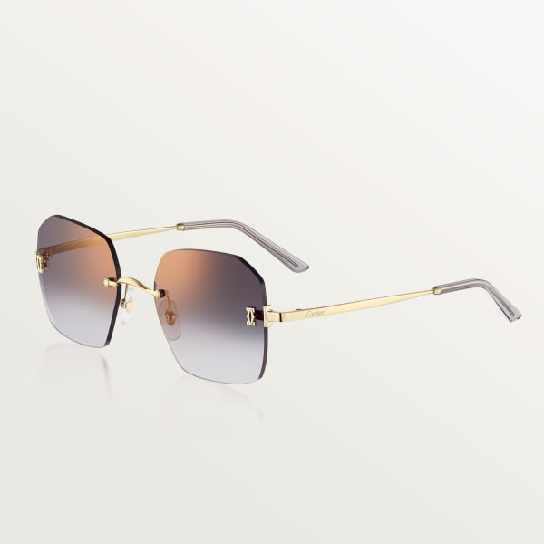 C de Cartier Sunglasses Smooth golden-finish metal, grey lenses