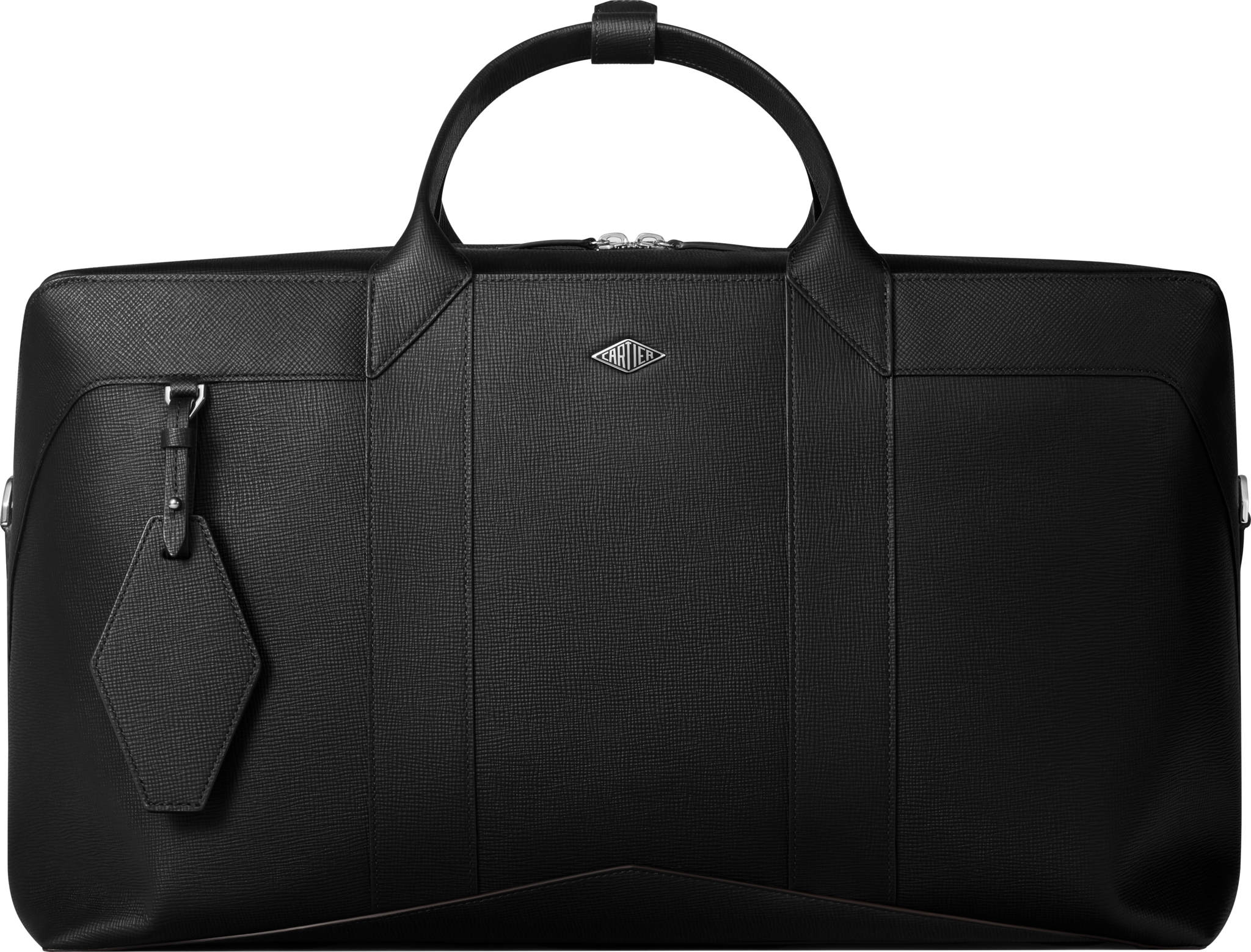 Backpack, Cartier Losange Grained black calfskin, palladium finish and enamel