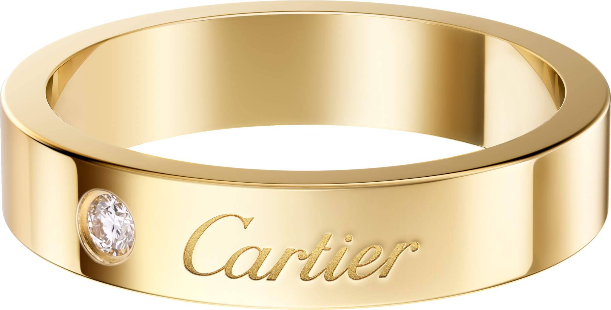 C de Cartier wedding ring, 4 mm width, 1 diamondYellow gold, diamond