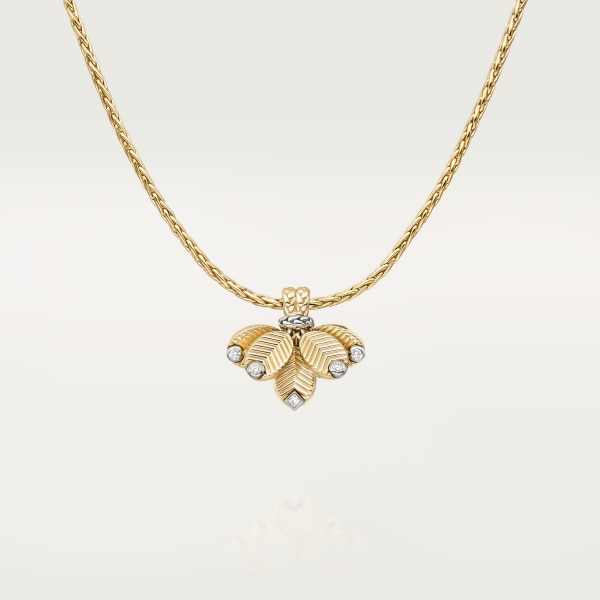 Grain de Café necklace, diamonds Yellow gold, white gold, diamonds
