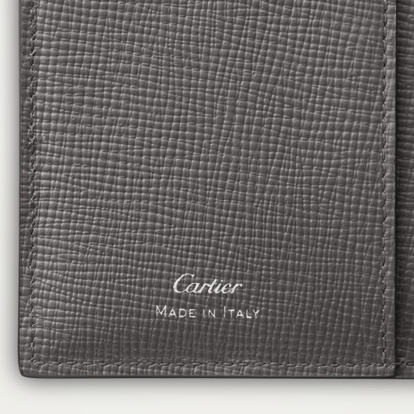 Cartier Losange系列小皮具，卡片夹 灰色粒纹小牛皮，灰色珐琅，镀钯饰面