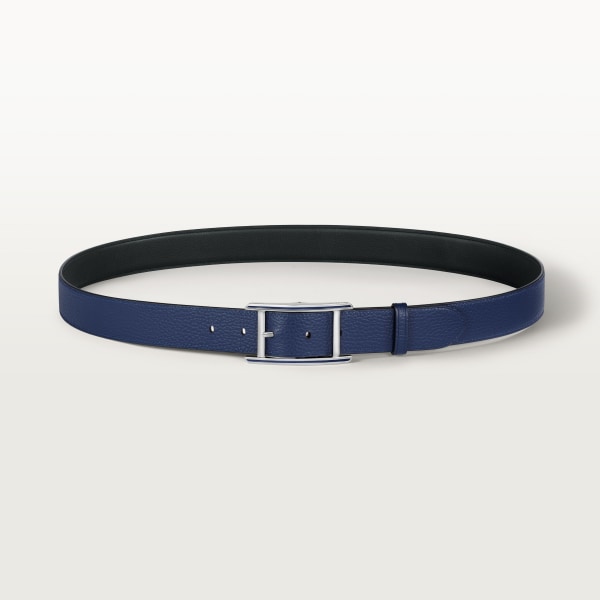 Belt, Tank de Cartier Black and blue grained cowhide, palladium-finish buckle