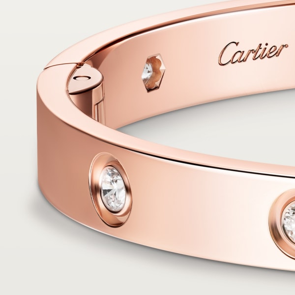 Love bracelet, classic model, 10 diamonds, one screw closure Rose gold, diamonds