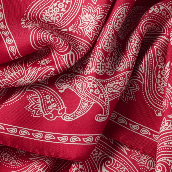 Double C Paisley 90 scarf Red silk twill