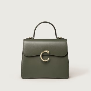 Small bag, Panthère C Green tea grained calfskin, golden finish