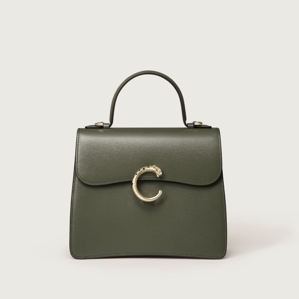 Small bag, Panthère C Green tea grained calfskin, golden finish