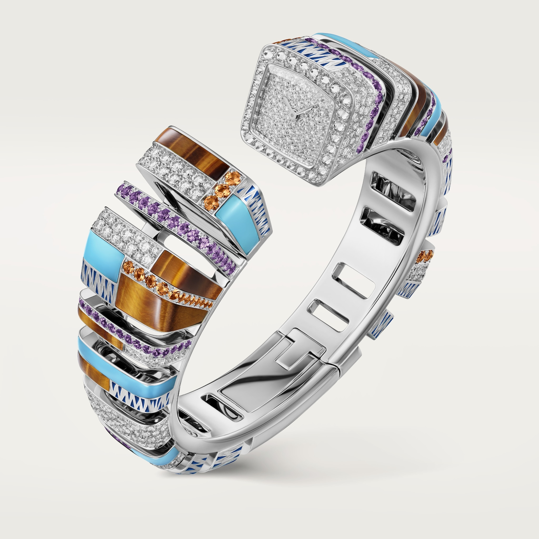 Reflection de Cartier watchQuartz, white gold, diamonds, opal, tiger's eye, amethysts, spessartite garnets