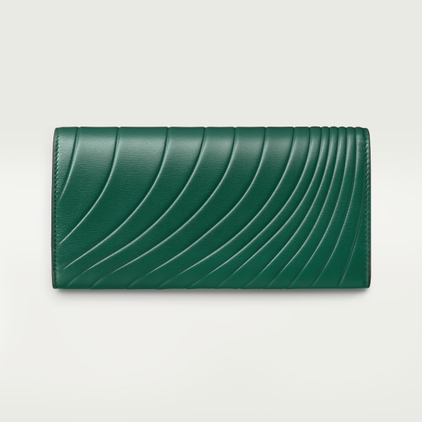 CRL3002153 International wallet with flap Panthere de Cartier Emerald green calfskin with embossed Cartier signature motif golden finish Cartier