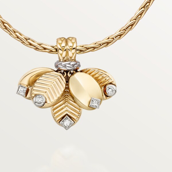 Grain de Café necklace, diamonds Yellow gold, white gold, diamonds