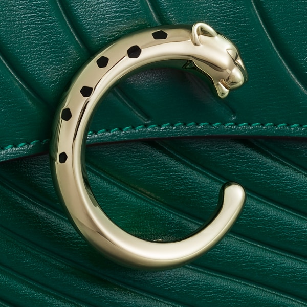 迷你链条手袋，Panthère de Cartier卡地亚猎豹系列 祖母绿色小牛皮，烫印卡地亚标识图案，镀金饰面