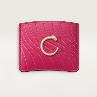 Simple card holder, Panthère C de Cartier Raspberry calfskin, embossed graduated Cartier signature motif, golden finish