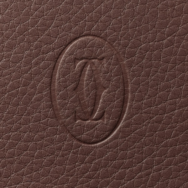 Must de Cartier Small Leather Goods, Card holder Chocolate calfskin, palladium finish