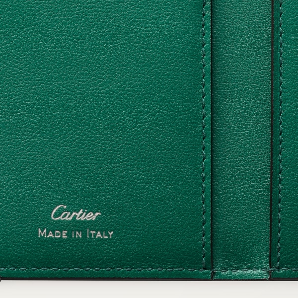 Must de Cartier系列4信用卡皮夹 超大号标识，光面绿色小牛皮，镀钯饰面