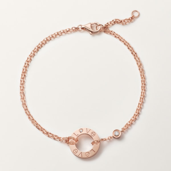 Love bracelet, on chain, 2 diamonds Rose gold, diamonds