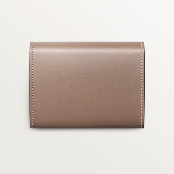 Mini wallet, Panthère C de Cartier Clay-coloured grained calfskin, golden finish