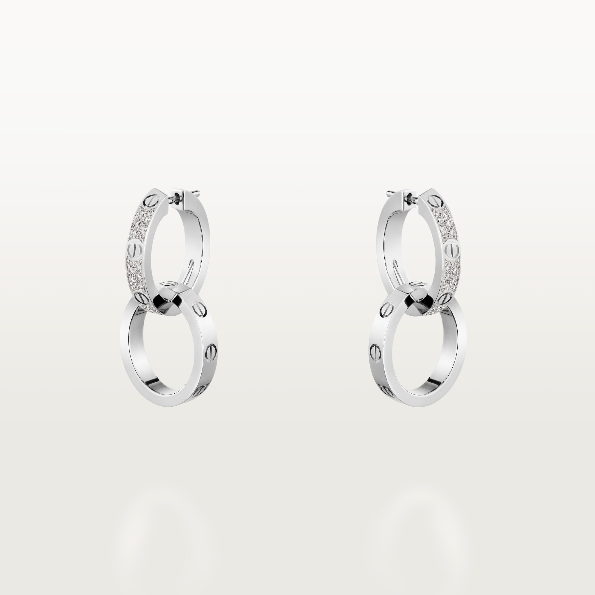 Love earrings, transformable, semi-pavedWhite gold, diamonds