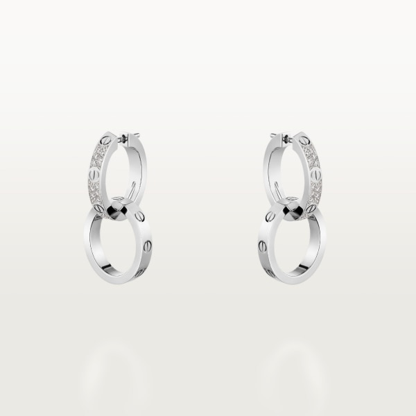 Love earrings, transformable, semi-paved White gold, diamonds