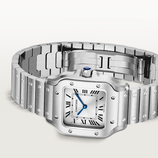 Santos de Cartier watch Small model, quartz movement, steel, interchangeable metal and leather straps