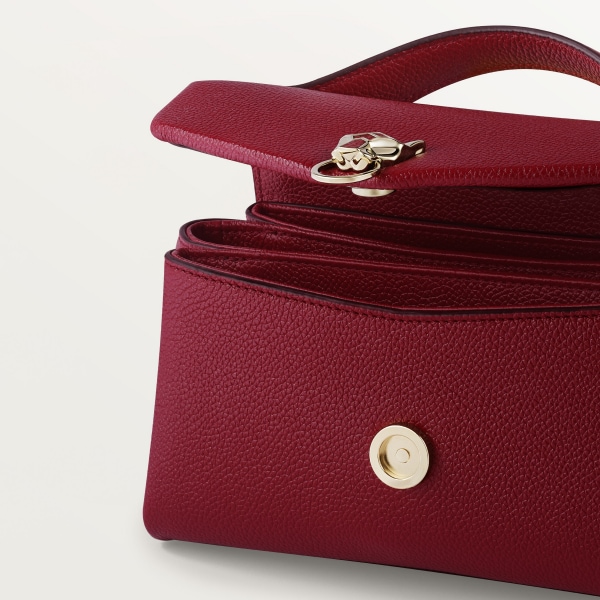 Nano model chain bag, Panthère Graphique de Cartier Burgundy grained calfskin, golden finish