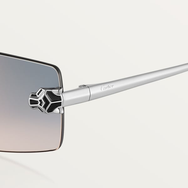 Panthère de Cartier Sunglasses Smooth platinum-finish metal, grey and brown gradient lenses