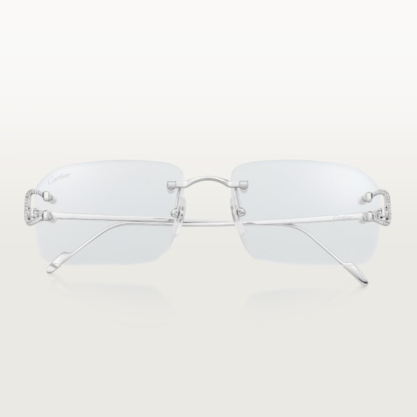 Signature C de Cartier珍贵太阳眼镜 白金和钻石，透明镜片