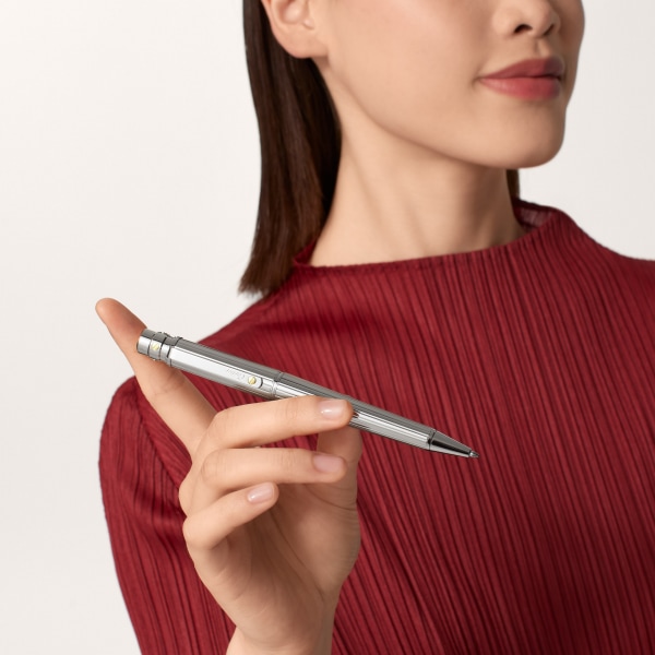 Santos de Cartier ballpoint pen Large model, engraved metal, palladium and gold finishes
