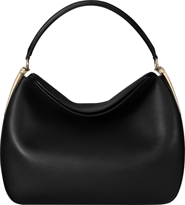 Medium model hobo bag, Panthère Double Grained black calfskin