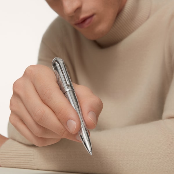 R de Cartier pen Engraved metal, palladium finish