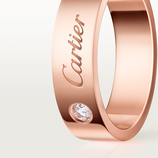 C de Cartier wedding ring, 5 mm width, 1 diamond Rose gold, diamond