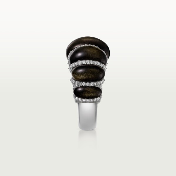 Cartier Libre Tressage ring, obsidian, diamonds Platinum, obsidians, diamond