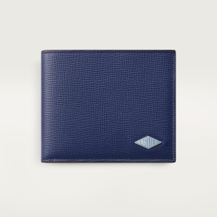 Wallet, Losange Deep blue calfskin, palladium finish and enamel