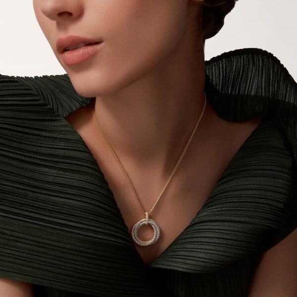 Trinity necklace, large model, paved White gold, yellow gold, rose gold, diamonds