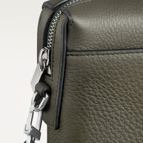 Square Pouch, Must de Cartier Khaki calfskin, palladium finish