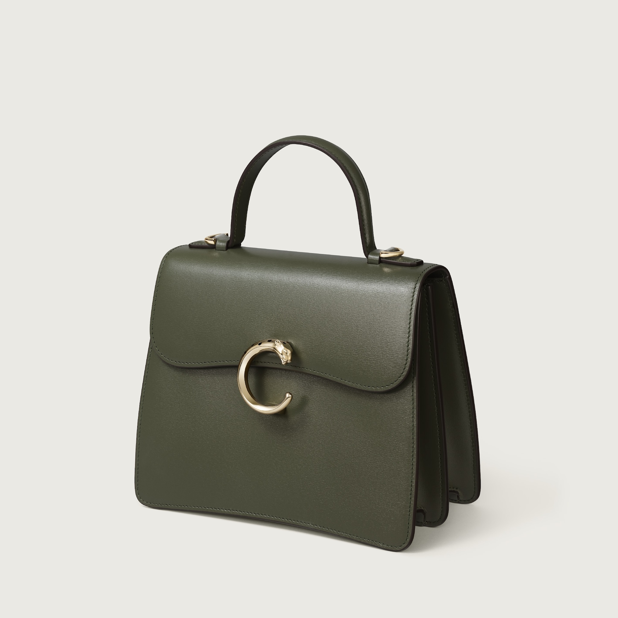 Small bag, Panthère CGreen tea grained calfskin, golden finish