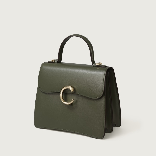 Small bag, Panthère C Green tea grained calfskin, golden finish