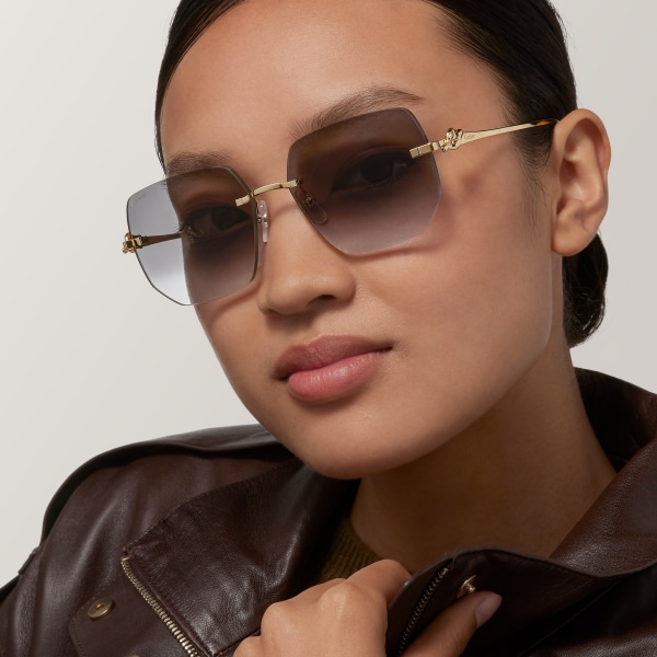 Panthère de Cartier sunglasses Smooth golden-finish metal, grey lenses