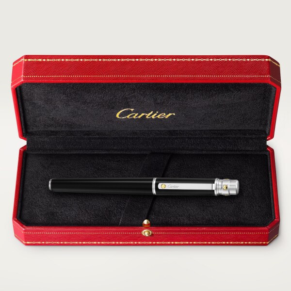 Santos de Cartier fountain pen Large model, composite, yellow gold, palladium and gold finish