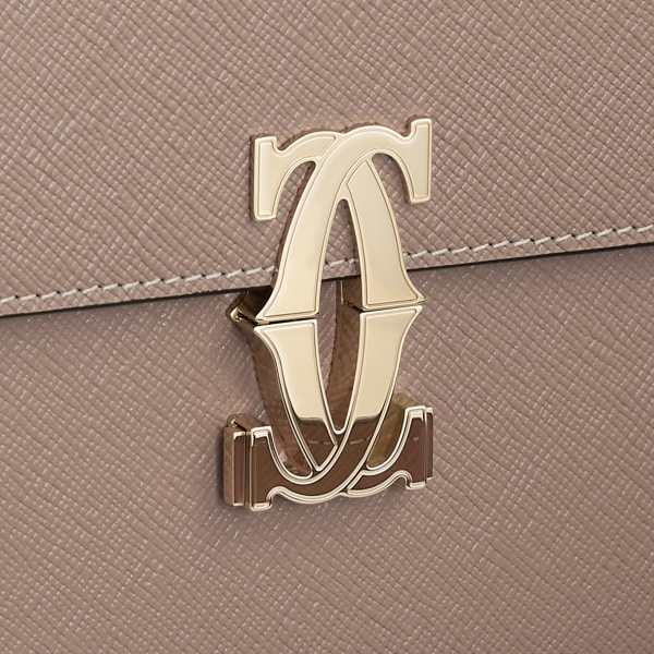Mini model shoulder bag, C de Cartier Clay-coloured textured calfskin, golden finish