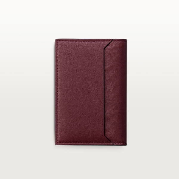 4 credit card holder, Must de Cartier Burgundy perforated logo calfskin, golden finish