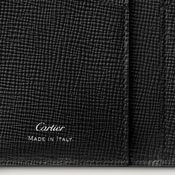 Cartier Losange系列4信用卡皮夹 黑色粒纹小牛皮，镀钯饰面