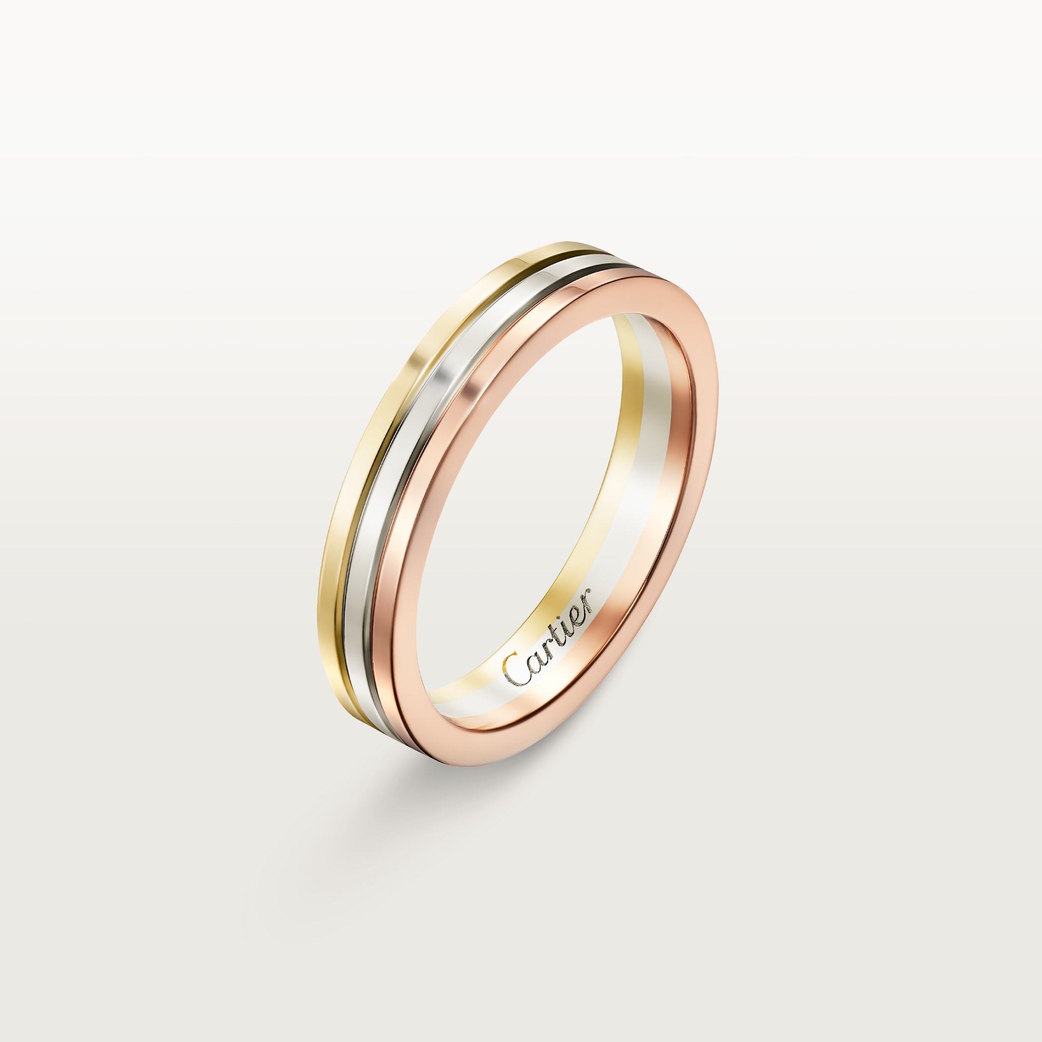 Vendome Louis Cartier wedding ring, width 3.5 mmWhite gold, yellow gold, rose gold