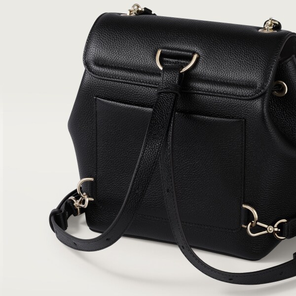 Backpack, Panthère Graphique Black grained calfskin, golden finish