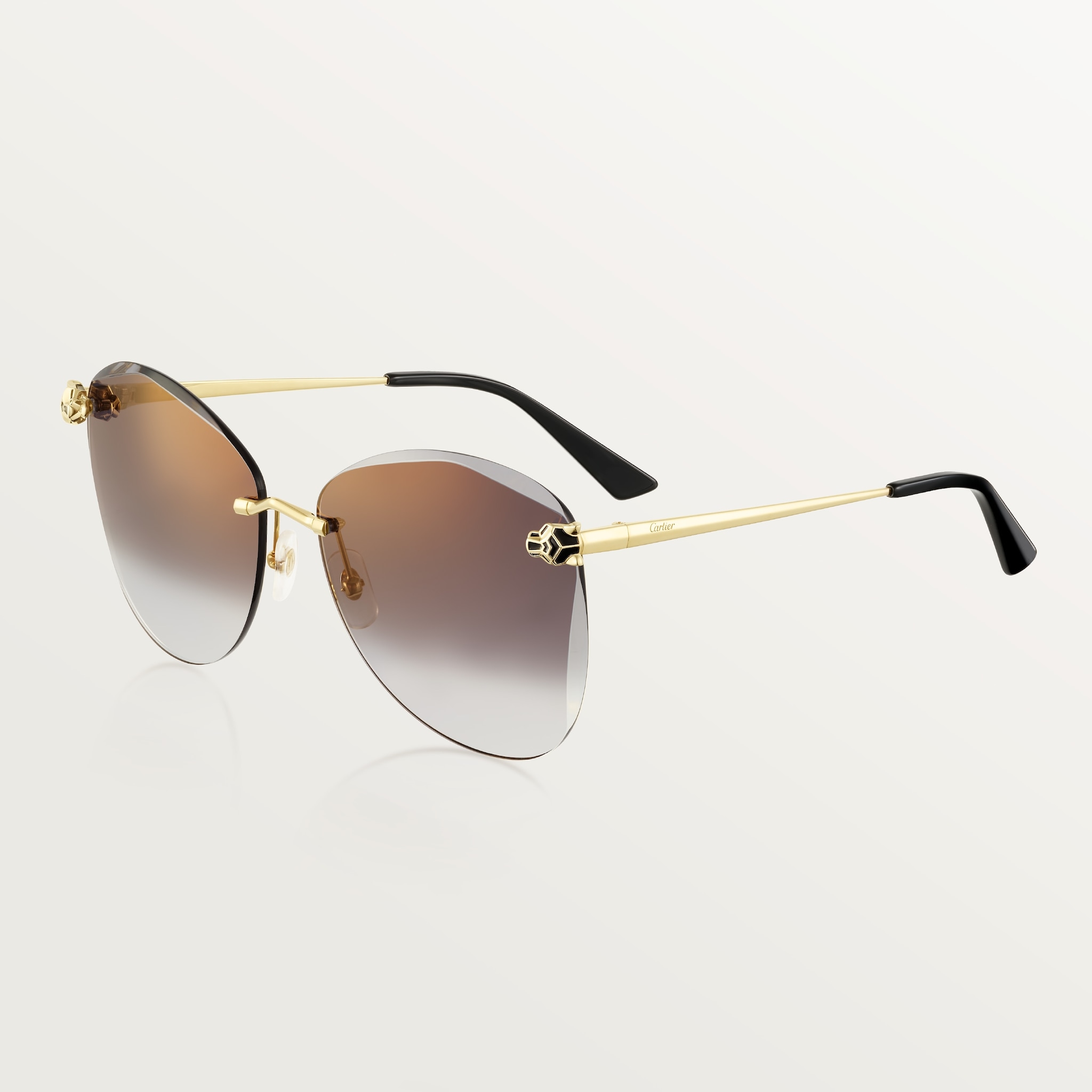 Panthère de Cartier SunglassesSmooth golden-finish metal, grey lenses