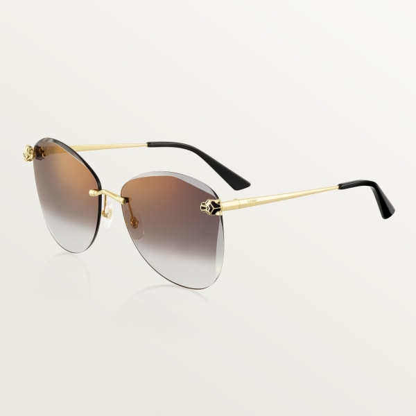 Panthère de Cartier Sunglasses Smooth golden-finish metal, grey lenses