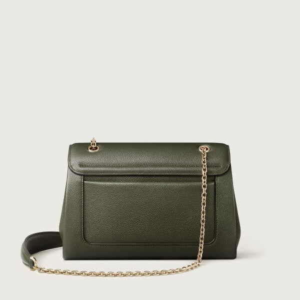 Small bag, Panthère Graphique Green tea calfskin, golden finish